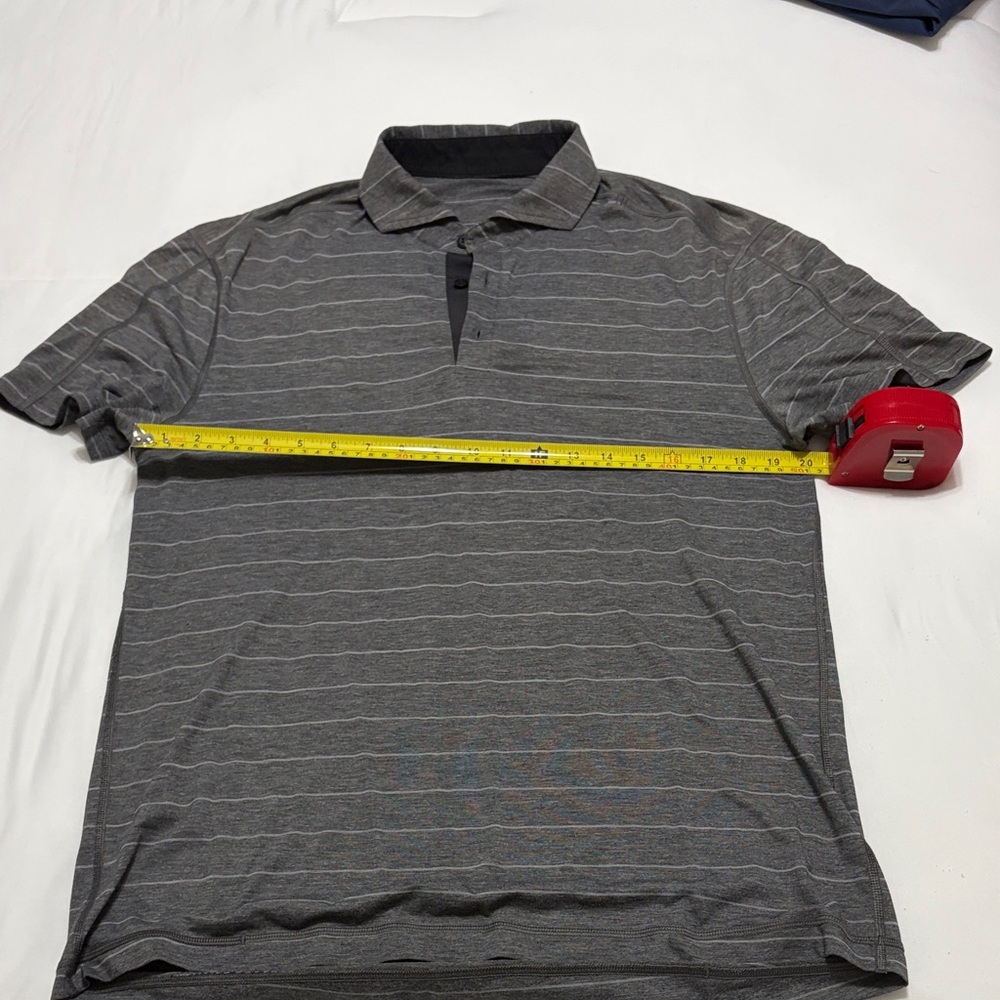lululemon athletica Men's Heathered Gray Striped Polo Large